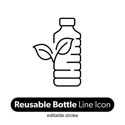 Reusable Bottle Line Icon. Editable Stroke Vector Icon.