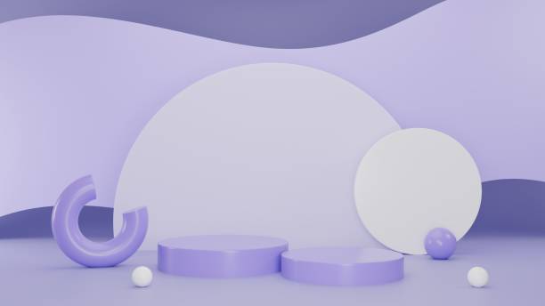 istock 3D REndering Purple abstract background with white podium 2032315791