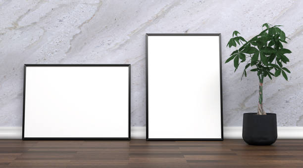istock abstract mock up room with picture frame as template - 3D Illustration 2032333702