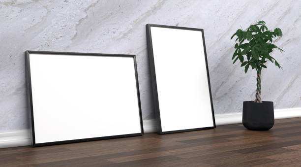 istock abstract mock up room with picture frame as template - 3D Illustration 2032333714
