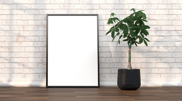 istock abstract mock up room with picture frame as template - 3D Illustration 2032334277
