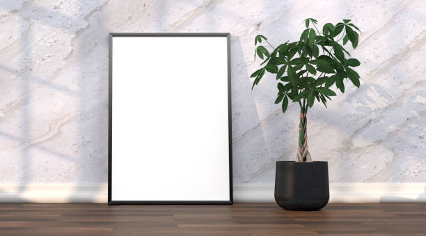istock abstract mock up room with picture frame as template - 3D Illustration 2032334278