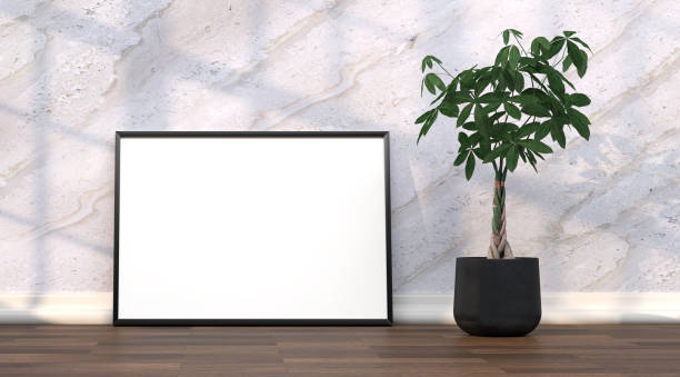 istock abstract mock up room with picture frame as template - 3D Illustration 2032334320