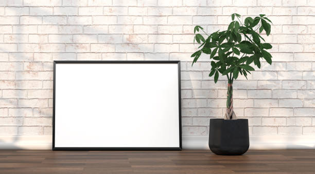 istock abstract mock up room with picture frame as template - 3D Illustration 2032334855