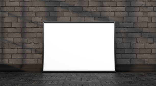 istock abstract mock up room with picture frame as template - 3D Illustration 2032334873