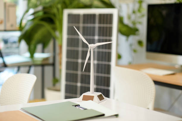 istock Model of Wind Turbine on Table 2032341471