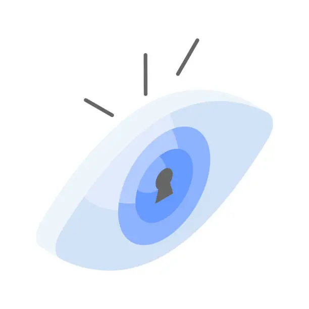 Vector illustration of Human eye having keyhole concept vector of secure monitoring.