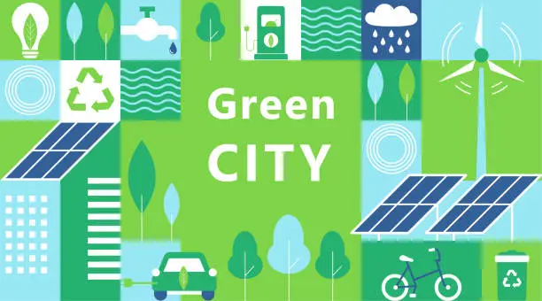 Vector illustration of Green city poster