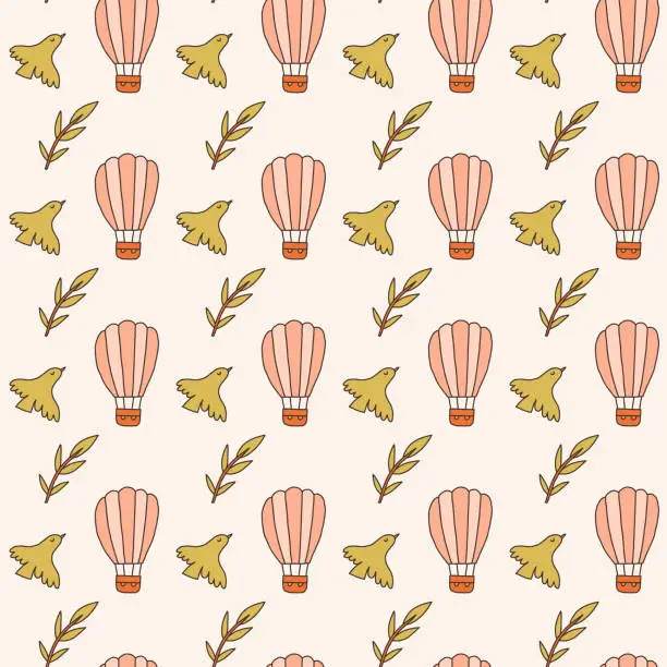 Vector illustration of Vintage air balloon seamless pattern