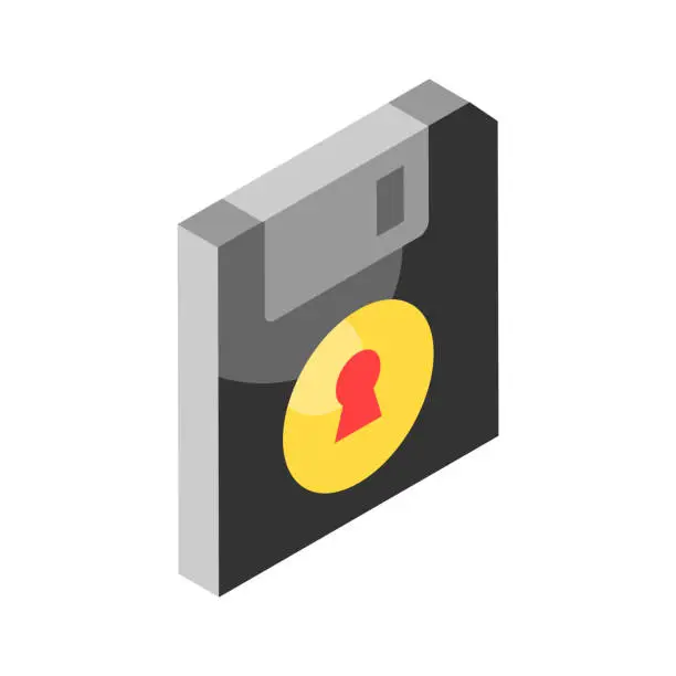 Vector illustration of Grab this creatively crafted isometric vector of floppy protection.