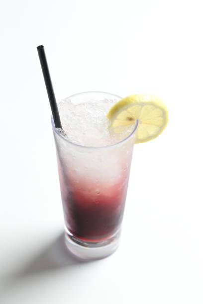 istock ice cold chilled fresh ribena grape lemon fruit soda soft drink honey layer drink in glass and black straw beverage halal food vegan menu in white background for cafe 2032366103