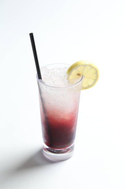 istock ice cold chilled fresh ribena grape lemon fruit soda soft drink honey layer drink in glass and black straw beverage halal food vegan menu in white background for cafe 2032366117