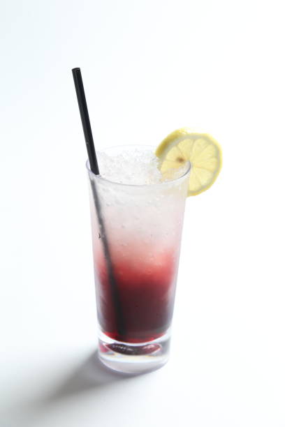 istock ice cold chilled fresh ribena grape lemon fruit soda soft drink honey layer drink in glass and black straw beverage halal food vegan menu in white background for cafe 2032366118