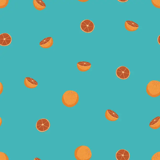 Vector illustration of Hand drawn seamless pattern with oranges