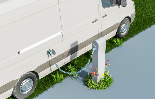 istock Electrical truck at a charging station 2032393949