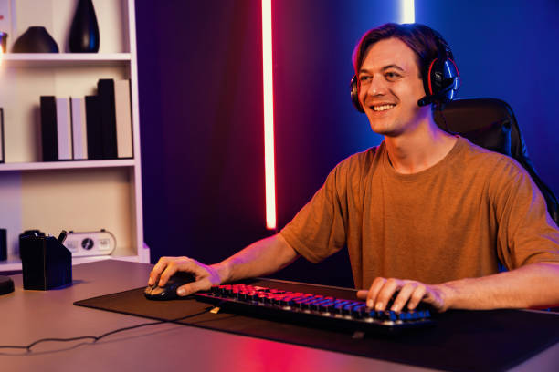 istock Host channel of smart streamer playing online game to be winner. Pecuniary. 2032399831