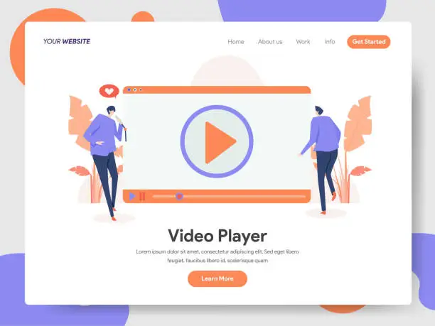 Vector illustration of Landing page template of Video Player Illustration Concept. Modern design concept of web page design for website and mobile website.Vector illustration EPS 10