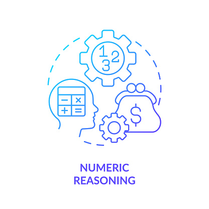 Numeric reasoning blue gradient concept icon. Mathematical intelligence. Round shape line illustration. Abstract idea. Graphic design. Easy to use in infographic, presentation, brochure, booklet