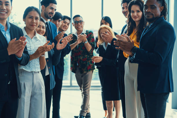 istock Diverse business people clapping and applause at new manager. Intellectual. 2032422464