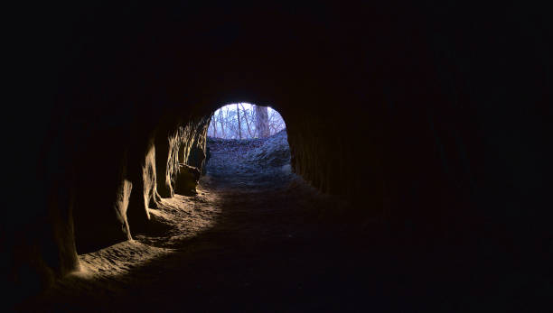 Light penetrating into a paleolithic sand cave