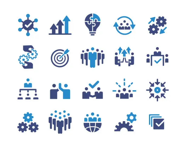 Vector illustration of Teamwork Icons Set - Classic Graphic Series