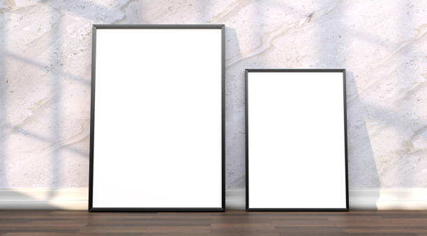 istock abstract mock up room with picture frame as template - 3D Illustration 2032442391