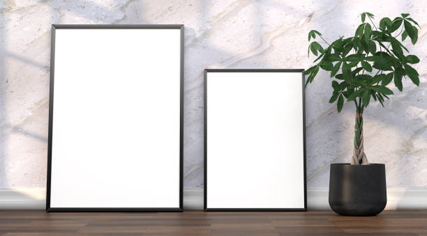 istock abstract mock up room with picture frame as template - 3D Illustration 2032442971