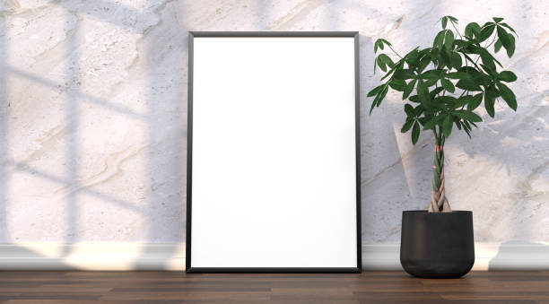 istock abstract mock up room with picture frame as template - 3D Illustration 2032442976