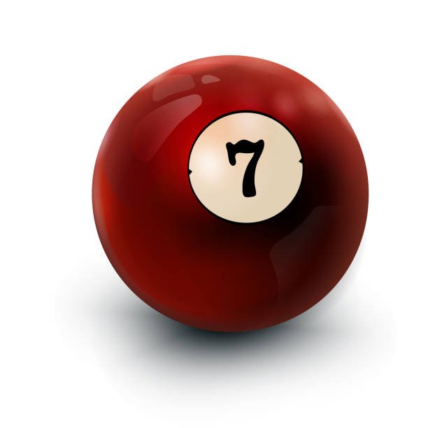 istock Billiards Ball Red 3D Realistic icon, seven. Sphere and Soft Shadows. Abstract Luck Symbol Template on white Background.  Illustration. 2032447868