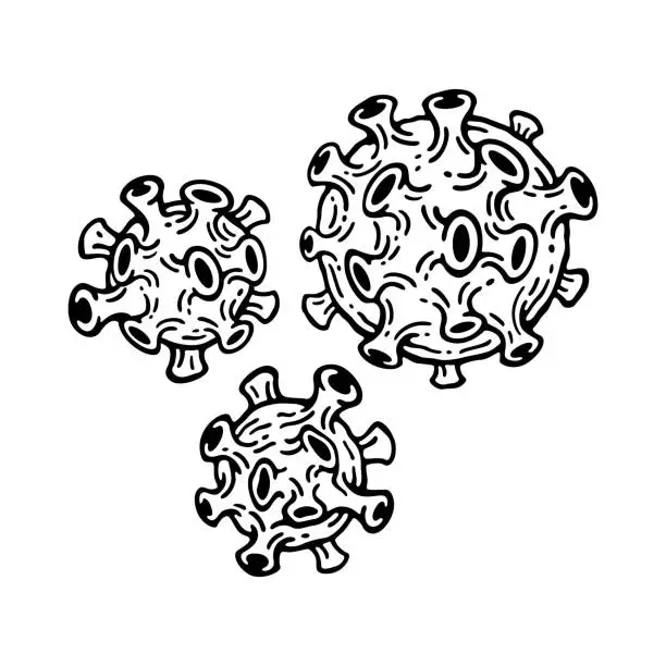 Vector illustration of Hand drawn virus in doodle design