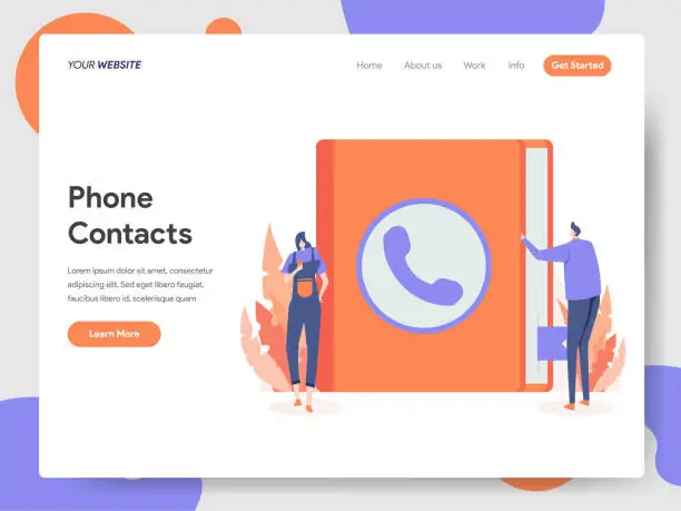 Vector illustration of Landing page template of Phone Contacts Illustration Concept. Modern design concept of web page design for website and mobile website.Vector illustration EPS 10
