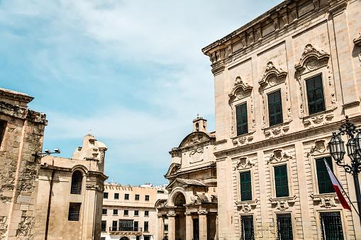 Old Building Architecture And Church of Saint Catherine Of Italy In Valletta, Malta