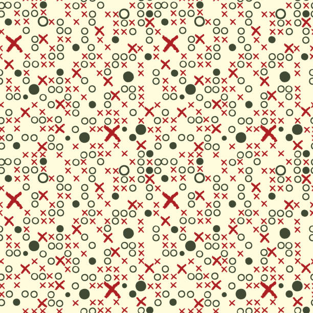 illustrations, cliparts, dessins animés et icônes de abstract seamless pattern with crosses and circles - printers ornament
