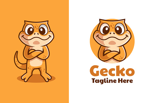 Fun Gecko Cartoon Mascot Logo Design