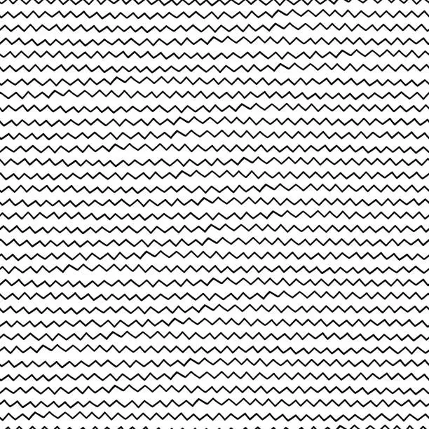 Vector illustration of Seamless wavy pattern. Black and white zigzag hand drawn seamless pattern.