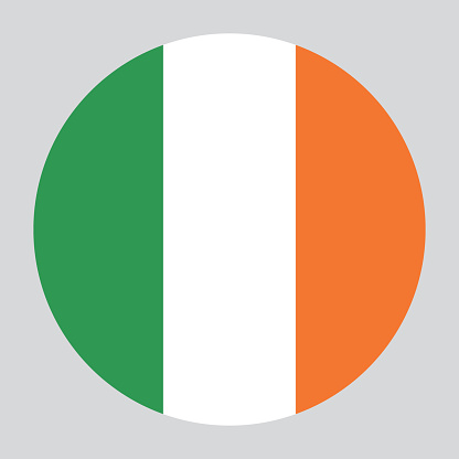 The flag of Ireland. Flag icon. Standard color. Circle icon flag. 3d illustration. Computer illustration. Digital illustration. Vector illustration.