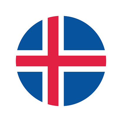 The flag of Iceland. Flag icon. Standard color. Circle icon flag. Computer illustration. Digital illustration. Vector illustration.
