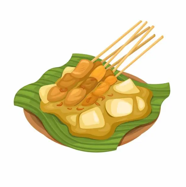 Vector illustration of Sate Padang Indonesian Food Cartoon illustration Vector