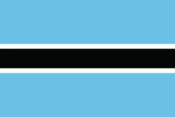 Vector illustration of Botswana flag. Flag icon. Standard color. Standard size. Rectangular flag. Computer illustration. Digital illustration. Vector illustration.