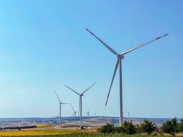 istock wind turbines on the field in Turkey 2032541506