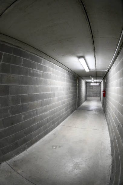 Public urban underground parking fisheye