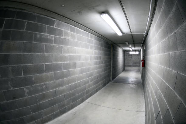 Public urban underground parking fisheye