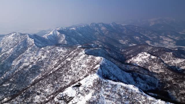 Aerial Photography of Snowy Mountain Scenery in Winter