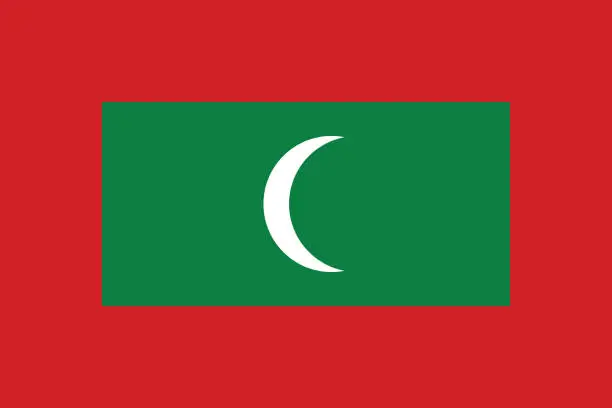 Vector illustration of Maldives flag. Flag icon. Standard color. Standard size. A rectangular flag. Computer illustration. Digital illustration. Vector illustration.