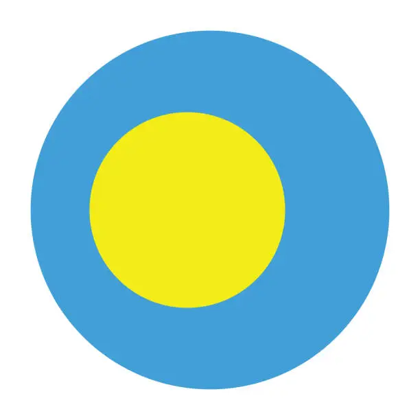 Vector illustration of Palau flag. Flag icon. Standard color. Circle icon flag. Computer illustration. Digital illustration. Vector illustration.