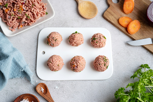 Homemade plant-based meatballs from minced meatless maid from vegetables and mushrooms for a plant diet.