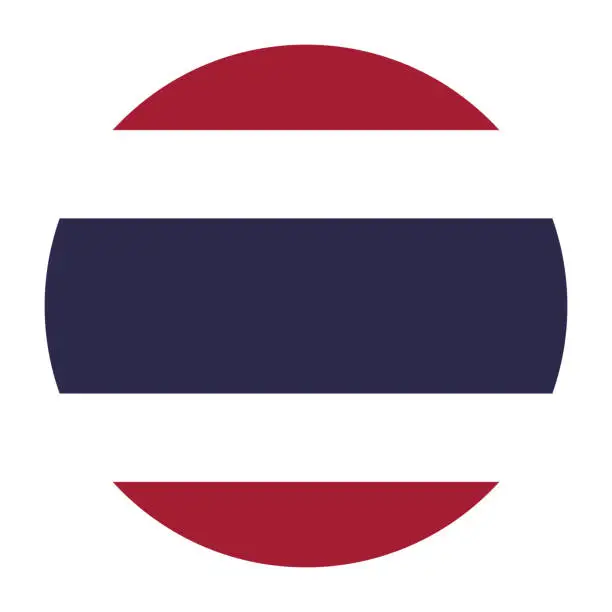 Vector illustration of Thailand flag. Button flag icon. Standard color. Circle icon flag. Computer illustration. Digital illustration. Vector illustration.