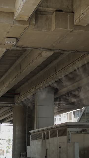 Steam coming out of holes in a building