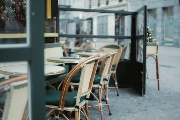 istock a table with chairs set up at a patio for dining 2032613095
