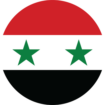 The flag of Syria. Button flag icon. Standard color. Circle icon flag. Computer illustration. Digital illustration. Vector illustration.